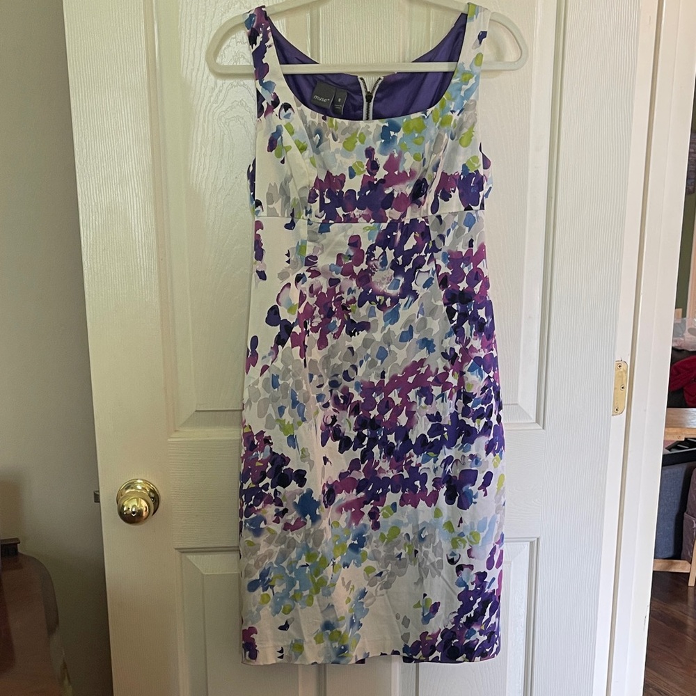 Muse Purple and Blue Floral Midi Dress
